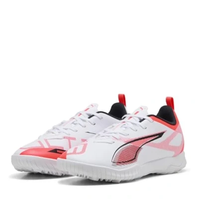 Bild av Puma Ultra 5 PLAY TT JR Unisex Fotbollsskor universaldobbar för barn, Storlek: 38, White/black/glowing red Textil/syntet