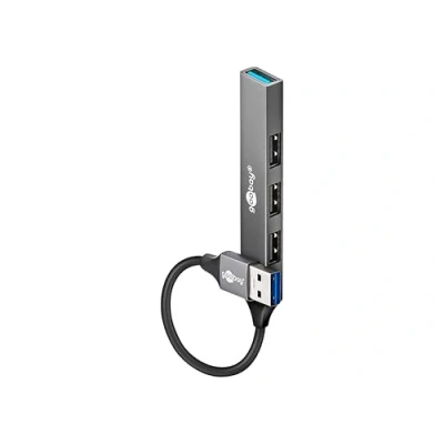 Bild av goobay 4 port USB 3.2 Hub slim/USB flera kontakter, distributör, hubb/5 Gbit/s splitter/smal A till vägs multiport adapter 3.0 hub/74456