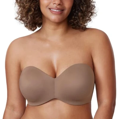 Bild av DELIMIRA Dam bh bandlös Utan Bygelminimering Plus Size Support Brown Purple 75C