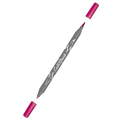 Bild av ONLINE Calli. Penselpenna med dubbla spetsar, pensel och kalligrafispets, penselpennor i olika färger, färgglada bullet journalpennor för kalligrafi, akvarell, färg: Fluo rosa