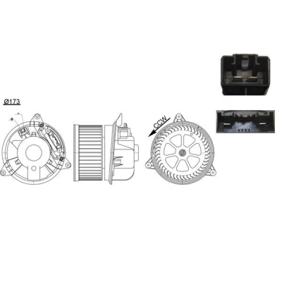 Bild av MAHLE ORIGINAL AB 195 000S Pulseur d&#039;Air pour direction à droite/à gauche FORD: Focus Mk1 3/5 portes, Break, MONDEO 3
