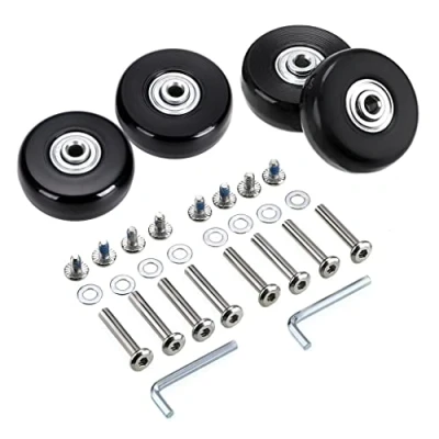 Bild av SUMNACON 4 st 50 x 18 mm bagage resväska ersättningshjul, gummi svängbara möbelhjul, reparationssats, svart