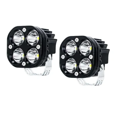 Bild av WELLIT LED arbetsljus 2 x 40 W 3 tum projektor 12 V 24 fyrkantig gul extra spotlight offroad dimljus för biltraktor, motorcykel, fiskeeldar (2 W, vit)