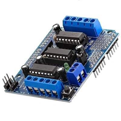 Bild av AZDelivery L293D Motor Driver Shield, 4 Kanalig Stepper Driver, Expansion Board kompatibel med Arduino inklusive E Bok!