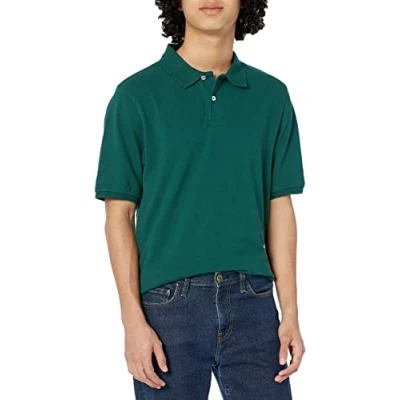 Bild av Amazon Essentials Men&#039;s Pikétröja i bomull med normal passform (finns Big &amp; Tall), Mörkgrön, S