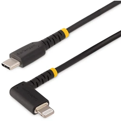 Bild av StarTech.com 1 m USB C till Lightning kabel typ laddningskabel, högervinklad, iPhone laddare Apple Mfi certifierad (RUSB2CLTMM1MR)