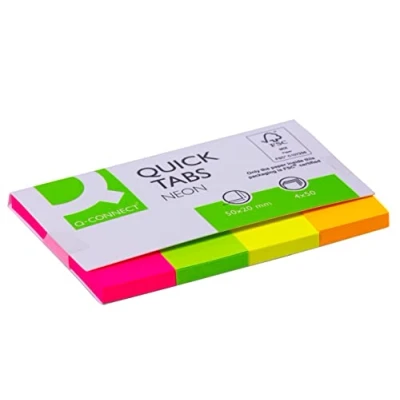 Bild av Q Connect Quick Tabs, 20 x 50 mm, neon, förpackning med 200