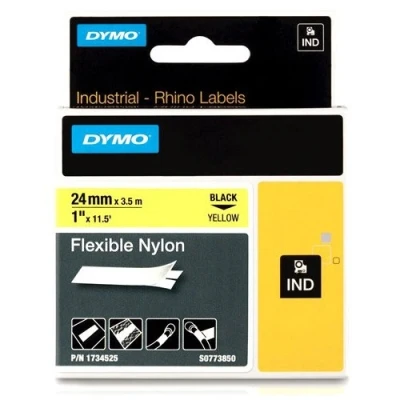 Bild av Dymo Rhino Flexibel nylon, 24 mm x 3.5 m svart på gul