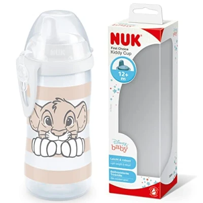 Bild av NUK First Choice+ Kiddy Cup Småbarnskopp 12 månader+ Läckagesäker förstärkt pip Klämma &amp; Skyddskåpa BPA fri 300 ml Disney Lion King