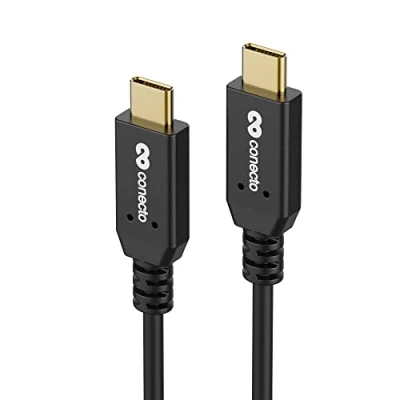 Bild av conecto, USB C till data och laddningskabel, 3.1, Gen 2, snabbladdningsfunktion, guldpläterad kontakt, E marker, 5A/100W, 10 GB/s, 4K 60Hz, PVC mantel, svart, 0,50 m