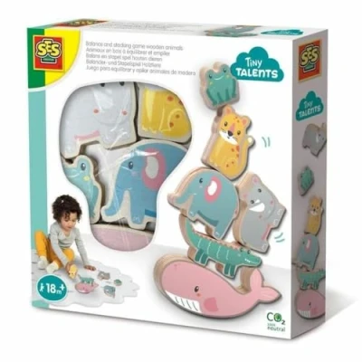Bild av SES Tiny Talents Balance and Stacking Game Wooden Animals