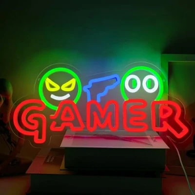 Bild av YUEYYNS gamer neon skylt spel neonskylt LED neonljus färgglad gaming ljus USB neonlampor för rum lekrum sovrum party bar tonåringar pojkar