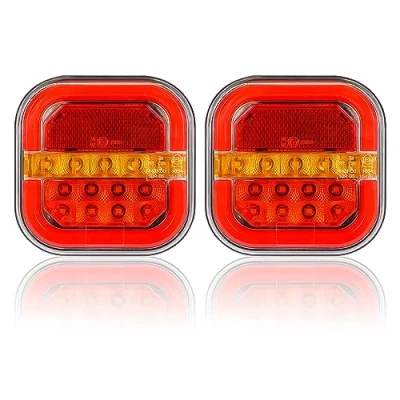Bild av AOHEWEI 12/24V Led Bakre Trailer Lights, 2st Bakljus med vattentät, bromslägeslampa Dynamisk blinkers registreringsskylt Ljusreflektor för RV Caravan Traktor Lastbil Van E mark