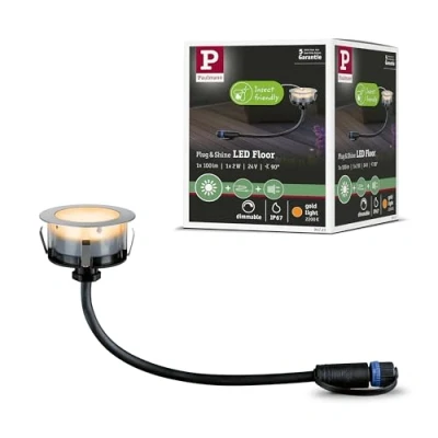 Bild av Paulmann 94721 Plug &amp; Shine LED Utomhusbelysning Markmonterad armatur Floor Insektsvänlig IP67 2200K 2 W Silver Rund Dimbar Rostfritt stål