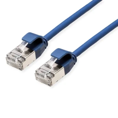 Bild av ROLINE U/FTP DataCenter patchkabel Kat.6A (klass EA), LSOH, smal, blå, 0,3 m