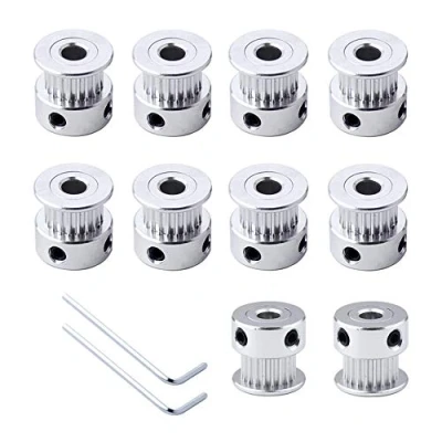 Bild av FULARR® 10 st premium aluminiumlegering GT2 tidremskiva, 20 tänder 5 mm borrning remskiva för 3D skrivare 6 bredd tidbälte