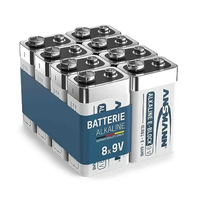 Bild av Ansmann Alkaline longlife 9 V blockbatterier (8 stycken) premiumkvalitet för högre prestanda, batteri perfekt rökdetektorer, rörelsedetektor, larmsystem och kolmonoxid varningsdetektor