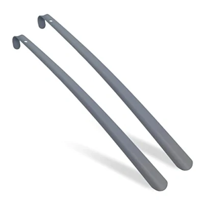 Bild av Relaxdays skohorn set om 2, 58 cm lång, järn, stabil, hängare, skodragstöd för skor, grå, pack