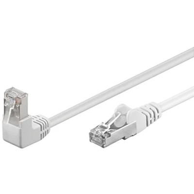 Bild av Goobay 94179 CAT.5e F/UTP patchkabel 90 uppåt, rak/uppåtvinklad nätverkskabel, dubbel skärmad, 2 meter, vit