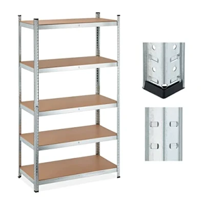 Bild av Relaxdays Hylla för tung last, 5 nivåer, HBT 180 x 100 50 cm, 1250 kg lastkapacitet, metallförvaringshylla källare, garage, svart