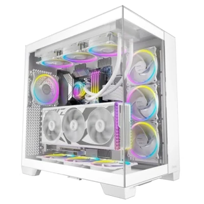 Bild av Antec C8 vita, fläktar ingår inte, RTX 40 kompatibel, dubbel kammare, verktygsfri design, typ C, 360 mm kylarhållare, främre och sidopaneler av sömlöst härdat glas, hölje