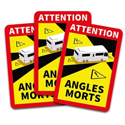 Bild av Obs! Angles Morts klistermärken 25 x 17 cm för fordon, obligatoriskt från 3,5 t i Frankrike, varningsklistermärken döda vinkeln, självhäftande, uv resistenta, väderbeständiga, R145 (husbil, 3 stycken)
