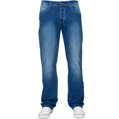 Bild av Nya ENZO stretch raka ben normal passform klassiska enkla denim jeans, Ljusblått, 34W x 34L