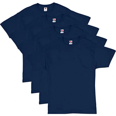 Bild av Hanes herr Essentials t shirtpaket, Crewneck bomulls tröjor för män, 4 eller 6 pack tillgängliga, Marinblå pack, M