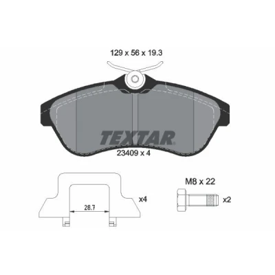 Bild av TEXTAR 2340902 Jeu de plaquettes frein non préparé pour indicateur d&#039;usure avec vis d&#039;étrier accessoires CITROËN: C3 I 3/5 portes