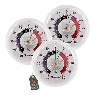 Bild av Lantelme 3 delar kylskåpstermometerset Bimetall och analog självhäftande termometer för kylskåp med frys islåda, kylskåp, kyldisk, kylcell (vit)
