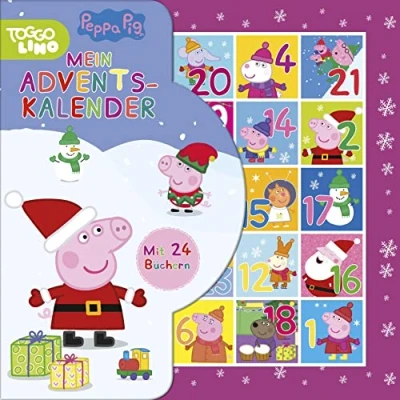 Bild av Peppa Pig Adventskalender: 24 Büchlein aus stabiler Pappe mit Aufhängern in wiederverschließbarer Box. Für Kinder ab 3 Jahren.