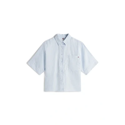 Bild av TOMMY HILFIGER ESS LINNE RELAXED S/S SHIRT WW0WW44720, blå, 42, Blå (Breezy Blue), 68 SE