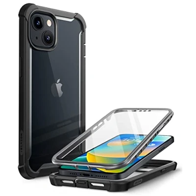 Bild av i Blason transparent fodral för iPhone 14/iPhone 13 (6,1 tum) stötdämpande 360 graders mobiltelefonfodral robust skyddsfodral [Ares] med skärmskydd 2022 (svart)