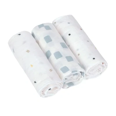 Bild av Casual Baby skötfilt spottfilt mullduk set om 3 bomull 60 x cm/swaddle &amp; burp blanket M glada fruits blå