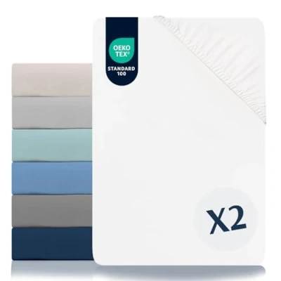 Bild av Dreamzie spännlakan 80 x 200 cm 2 pack 100 % polyester mikrofiber Oeko TEX certifierad dra på lakan barn alabastervit