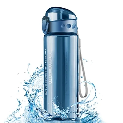 Bild av Uootach vattenflaska, 780 ml sportflaska, BPA fri läckagesäker flaska med ett tryck för att öppna, sport, gym, cykling, skola, kontor, camping (blå)