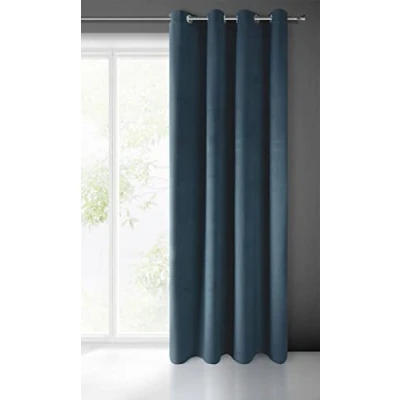 Bild av Eurofirany Pierre gardin sammet öljetter vardagsrum sovrum modern klassisk metallöljetter 1. STK 215 g/m², marinblå, 140 x 250 cm