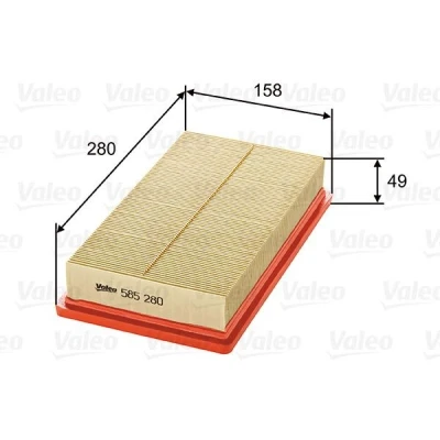 Bild av VALEO 585280 Filtre à air 49 158 280 Cartouche filtrante FIAT: Stilo 3/5 portes, Multi Wagon