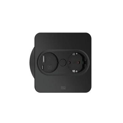 Bild av BACHMANN Twist 2 1 x CEE7/3 USB A/C 22 W 2,0 m AEH RAL9005 30 g fyrkantig