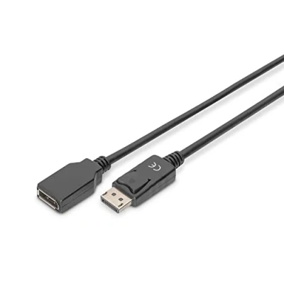 Bild av DIGITUS DisplayPort förlängningskabel DP 1.2 M/F 2.0m UHD 4k60Hz med lås Svart