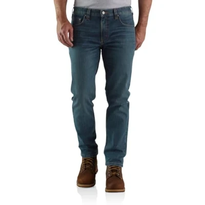 Bild av Carhartt Rugged Flex Relaxed Fit, Tapered Jeans för män, blå, Kanjon, 32W x 32L