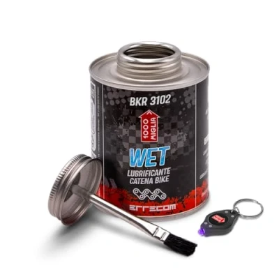 Bild av 1000 Miglia BKR 3102 Wet Lube Bike Chain, for and Muddy Weather Conditions, All In One Can, Brush included 400 ml Can