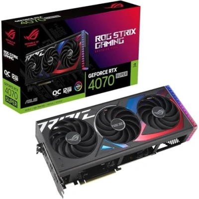 Bild av ASUS ROG STRIX GeForce RTX 4070 SUPER 12 GB OC Edition GDDR6X spelgrafikkort (Nvidia RTX4070 DLSS 3, PCIe 4.0, 2x HDMI 2.1a, 3x DisplayPort 1.4a, RTX4070S O12G GAMING)