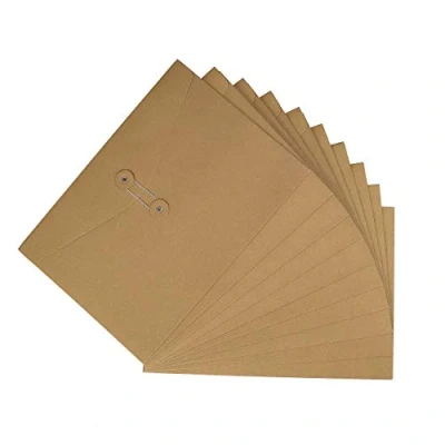 Bild av A4 mappar Kraftpapper, 10 stycken Format Dokument Fickor Handväskor Lagringspåse Paperwork Arrangör med rep Kontorsfäste Skolan Resa Brun