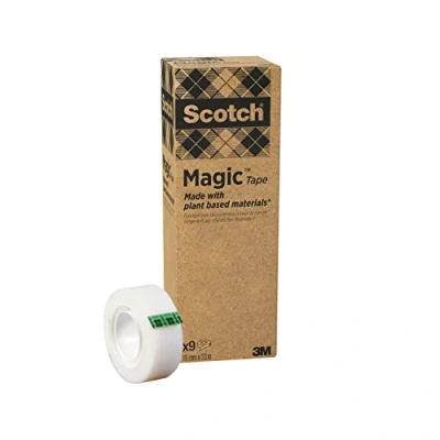 Bild av Scotch Magic tejp A Grön Choice 19 mm x 20 m i handdispenser 100% återvunnen tejp, osynlig med växtlim för reparation, märkning och tätning av dokument