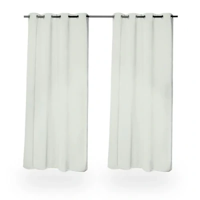 Bild av Relaxdays Gardiner, set om 2, HxB: 245 x 135 cm, ogenomskinlig, mörkläggningsgardiner, med öljetter, grå