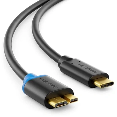 Bild av deleyCON 2m USB 3.0 Kabel Kontakt Typ 3.1 C Till Micro 5 Gbit/s Laddningskabel Datakabel för t.ex. Smartphone Surfplatta Notebook Laddare Svart