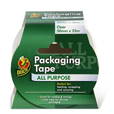 Bild av Duck Tape All Purpose klar förpackningstejp 50 mm x 25 m för paket lådor stark säker klibbig tätning