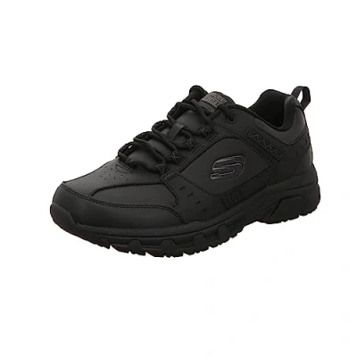 Bild av Skechers Oak Canyon herr Sneaker, svart läder syntetisk textil trim, 39 EU