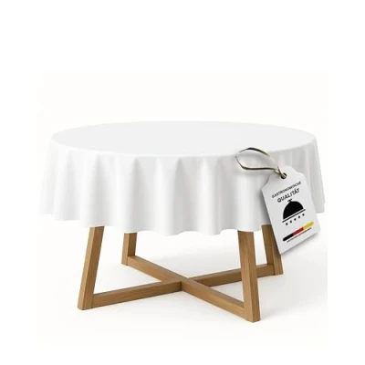 Bild av TextilDepot24 rund bordsduk i 100% bomull damast vit (180 cm, rund)